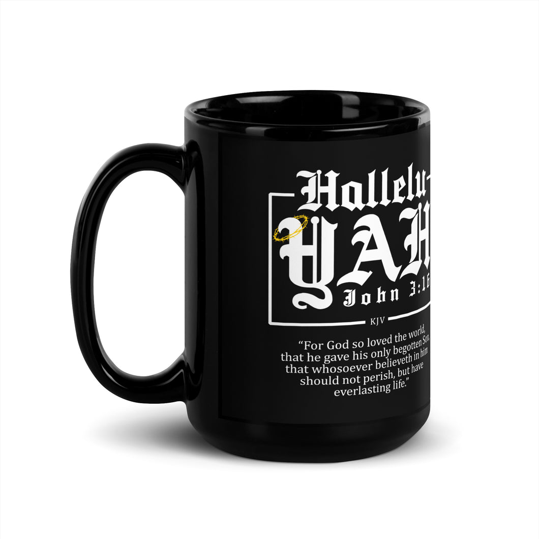 Hallelu YAH // Black Glossy Mug