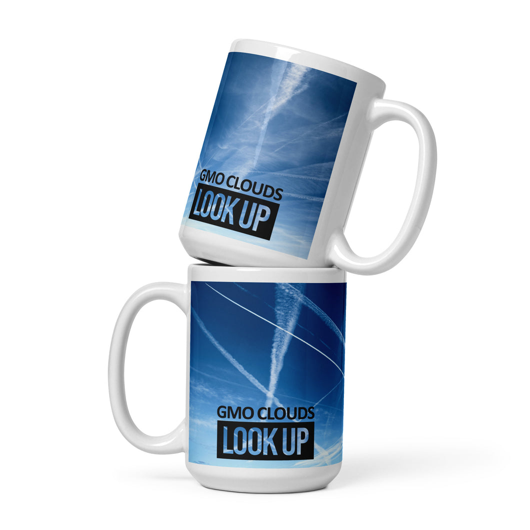 LOOK UP // White glossy mug