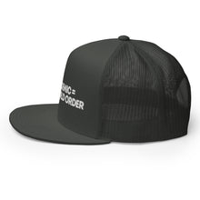 Load image into Gallery viewer, PLANDEMIC = NEW WORLD ORDER // Trucker Hat // on dark
