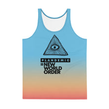 Load image into Gallery viewer, PLANDEMIC = NEW WORLD ORDER // DELUXE Unisex Tank Top
