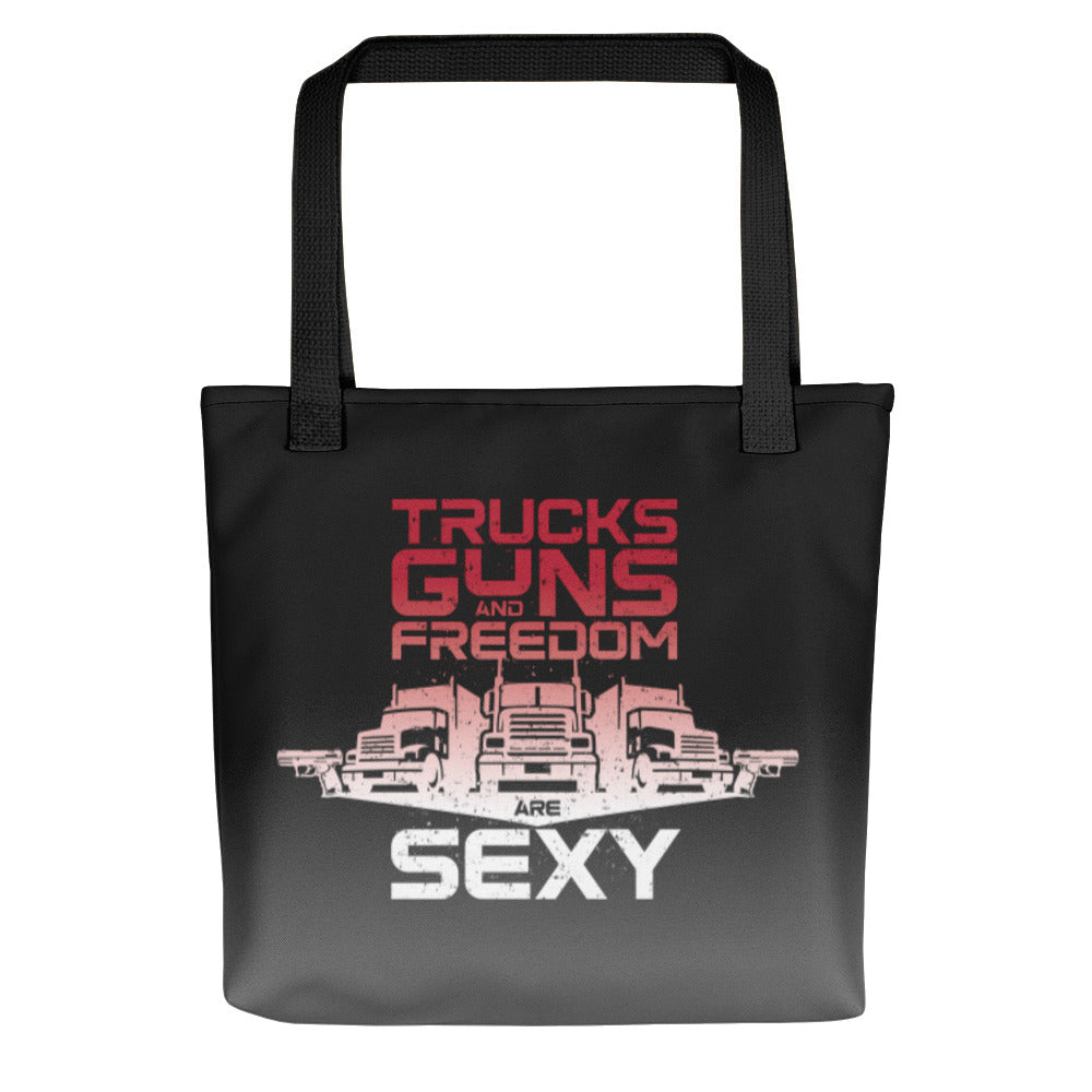 TRUCKS GUNS & FREEDOM -- Tote bag