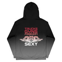 Load image into Gallery viewer, TRUCKS GUNS &amp; FREEDOM -- DELUXE Unisex Hoodie
