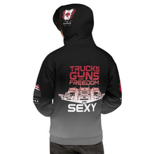 Load image into Gallery viewer, TRUCKS GUNS &amp; FREEDOM -- DELUXE Unisex Hoodie
