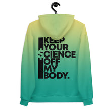 Load image into Gallery viewer, KEEP YOUR $CIENCE OFF MY BODY // DELUXE Unisex Hoodie // All over print
