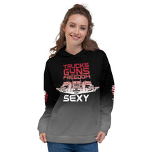 Load image into Gallery viewer, TRUCKS GUNS &amp; FREEDOM -- DELUXE Unisex Hoodie
