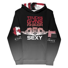 Load image into Gallery viewer, TRUCKS GUNS &amp; FREEDOM -- DELUXE Unisex Hoodie
