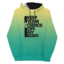 Load image into Gallery viewer, KEEP YOUR $CIENCE OFF MY BODY // DELUXE Unisex Hoodie // All over print
