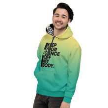 Load image into Gallery viewer, KEEP YOUR $CIENCE OFF MY BODY // DELUXE Unisex Hoodie // All over print
