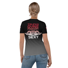 Load image into Gallery viewer, TRUCKS GUNS &amp; FREEDOM -- DELUXE Women&#39;s T-shirt
