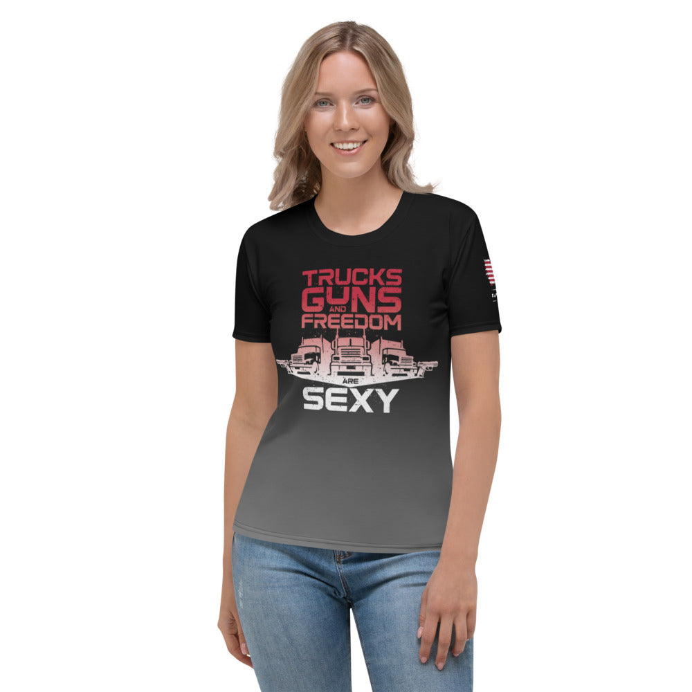 TRUCKS GUNS & FREEDOM -- DELUXE Women's T-shirt