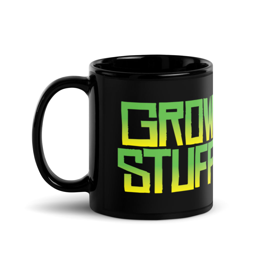 GROW STUFF // Black Glossy Mug