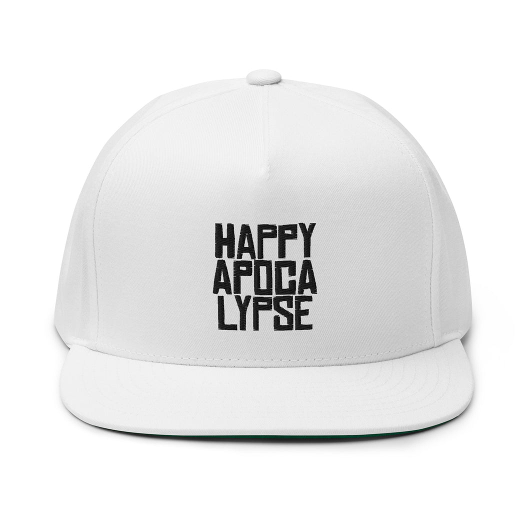 HAPPY APOCALYPSE // FLAT BILL HAT // White