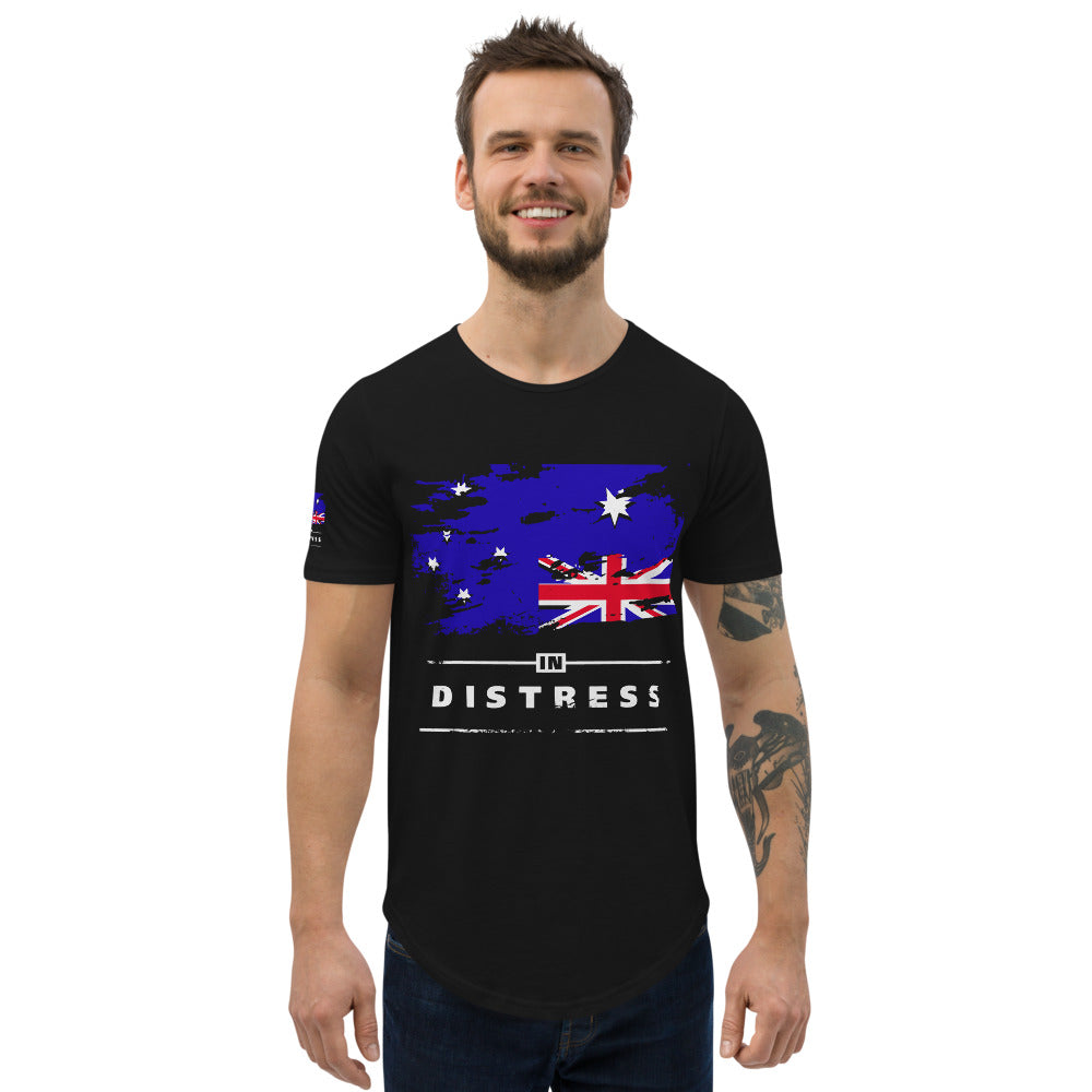 AUSTRALIA IN DISTRESS -- Men's Curved Hem T-Shirt (black or gray)