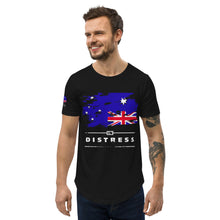 Load image into Gallery viewer, AUSTRALIA IN DISTRESS -- Men&#39;s Curved Hem T-Shirt (black or gray)
