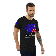 Load image into Gallery viewer, AUSTRALIA IN DISTRESS -- Men&#39;s Curved Hem T-Shirt (black or gray)
