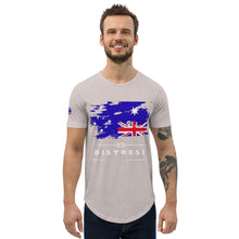 Load image into Gallery viewer, AUSTRALIA IN DISTRESS -- Men&#39;s Curved Hem T-Shirt (black or gray)
