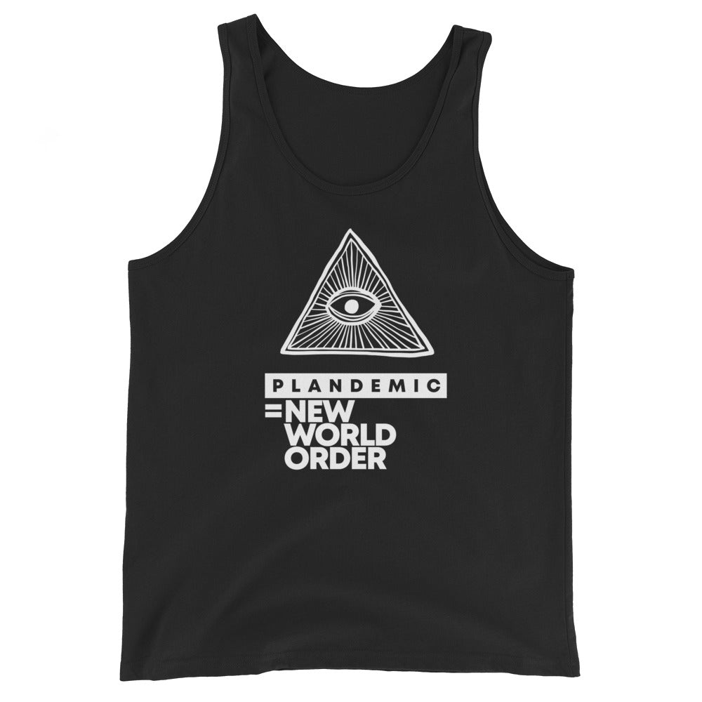 PLANDEMIC = NEW WORLD ORDER // Unisex Tank Top // All dark colors