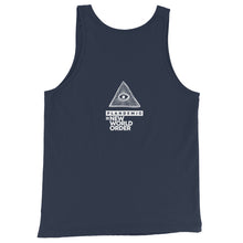 Load image into Gallery viewer, PLANDEMIC = NEW WORLD ORDER // Unisex Tank Top // All dark colors
