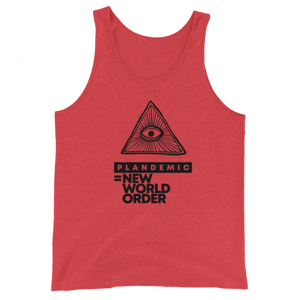 PLANDEMIC = NEW WORLD ORDER // Unisex Tank Top // All light colors