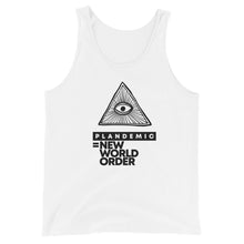 Load image into Gallery viewer, PLANDEMIC = NEW WORLD ORDER // Unisex Tank Top // All light colors
