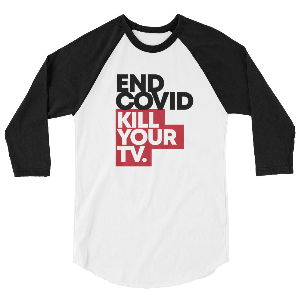 KILL YOUR TV // 3/4 sleeve raglan shirt, white w/ black sleeves