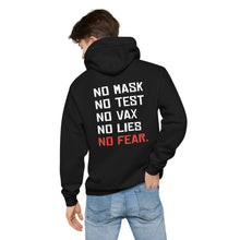 Load image into Gallery viewer, NO FEAR - Unisex fleece hoodie (Black)
