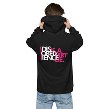 Load image into Gallery viewer, DISOBEDIENCE IS A VIRTUE - Unisex fleece hoodie - Black or Grey
