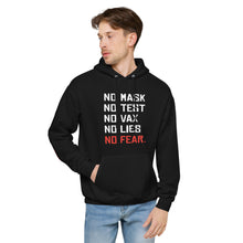 Load image into Gallery viewer, NO FEAR - Unisex fleece hoodie (Black)
