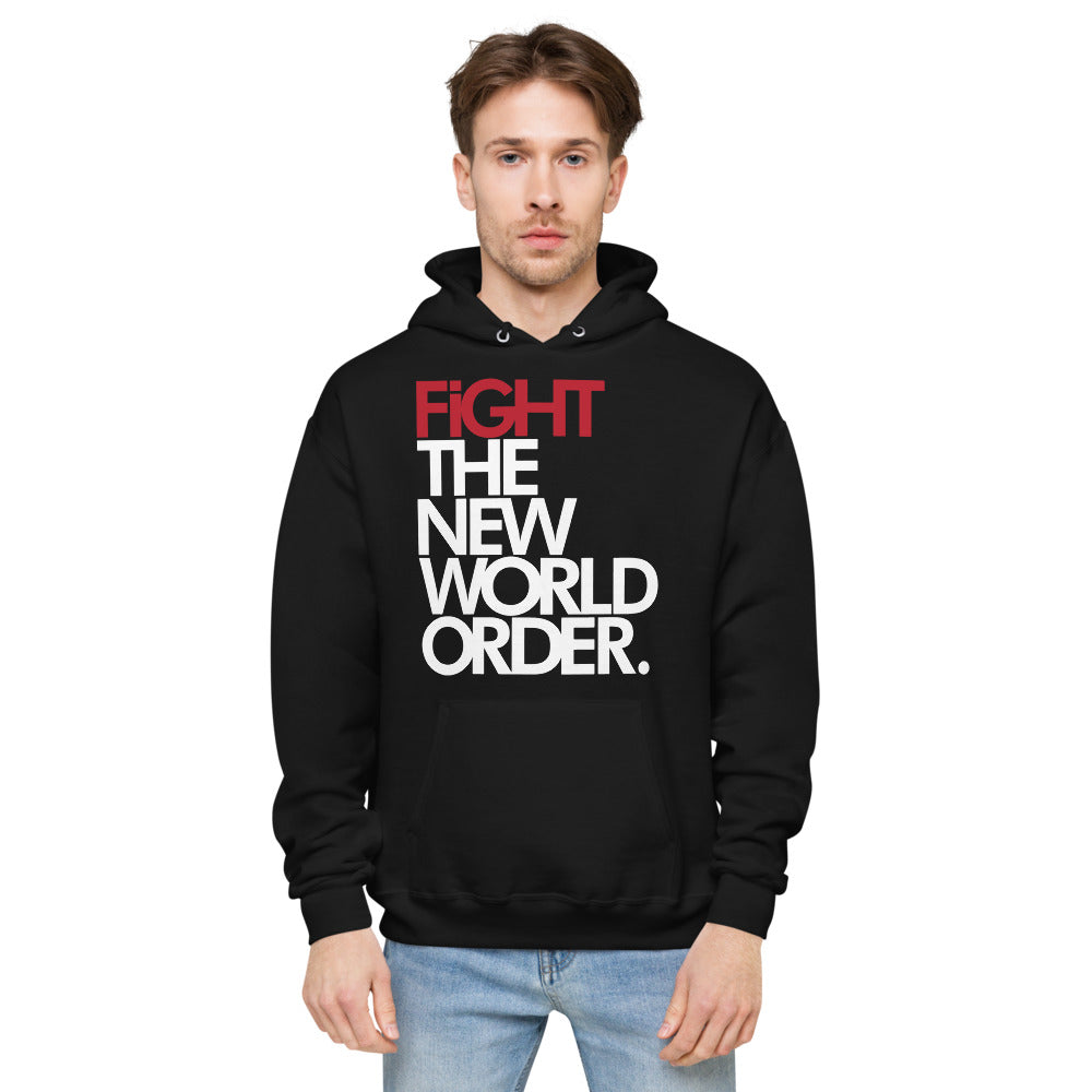 FIGHT THE NWO - Unisex fleece hoodie - Black or Grey