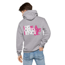 Load image into Gallery viewer, DISOBEDIENCE IS A VIRTUE - Unisex fleece hoodie - Black or Grey
