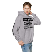 Load image into Gallery viewer, #JUSTSAYNO - Unisex fleece hoodie (White or Grey)
