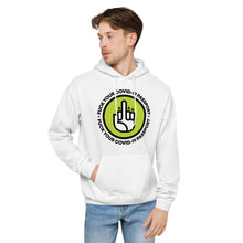 Load image into Gallery viewer, FUCK THE COVID-19 PASSPORT -- Unisex fleece hoodie (white, grey)
