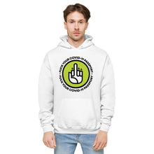 Load image into Gallery viewer, FUCK THE COVID-19 PASSPORT -- Unisex fleece hoodie (white, grey)
