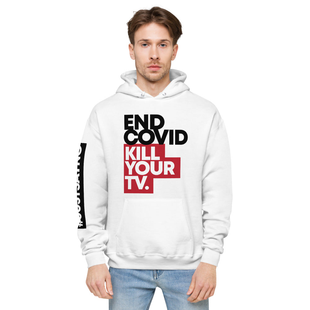 KILL YOUR TV // Unisex fleece hoodie, white