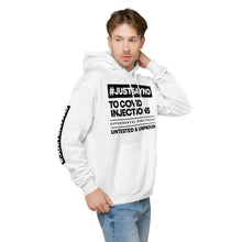 Load image into Gallery viewer, #JUSTSAYNO - Unisex fleece hoodie (White or Grey)
