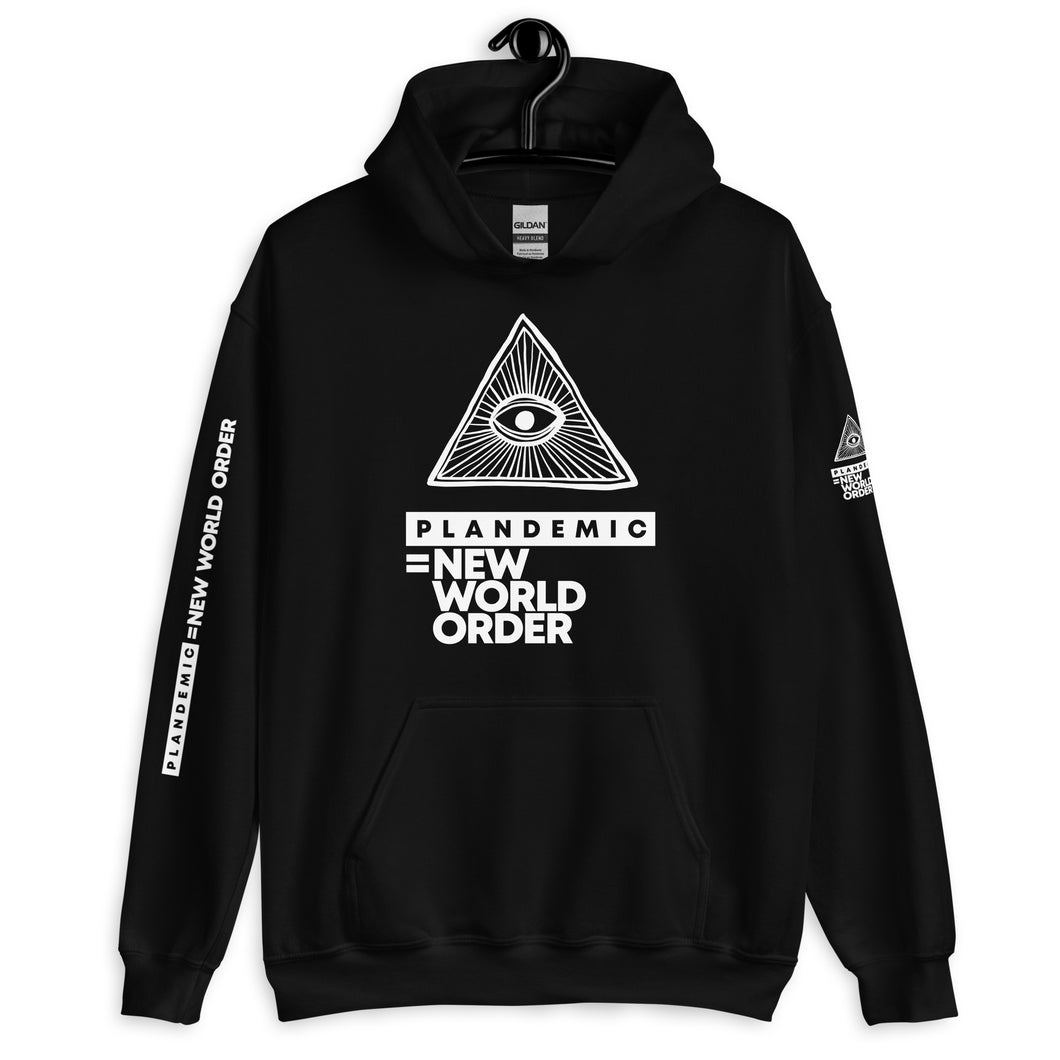 PLANDEMIC = NEW WORLD ORDER // Unisex Hoodie // All dark colors