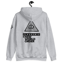 Load image into Gallery viewer, PLANDEMIC = NEW WORLD ORDER // Unisex Hoodie // All light colors
