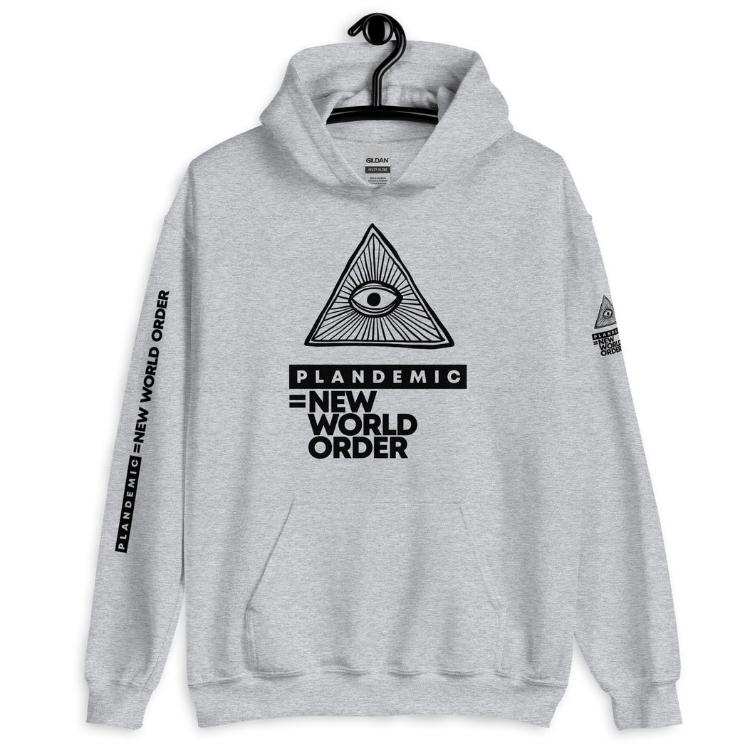 PLANDEMIC = NEW WORLD ORDER // Unisex Hoodie // All light colors