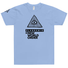 Load image into Gallery viewer, PLANDEMIC = NEW WORLD ORDER // Unisex T-Shirt // All light colors
