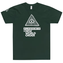 Load image into Gallery viewer, PLANDEMIC = NEW WORLD ORDER // Unisex T-Shirt // All dark colors
