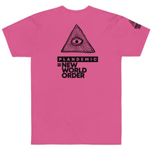 Load image into Gallery viewer, PLANDEMIC = NEW WORLD ORDER // Unisex T-Shirt // All light colors
