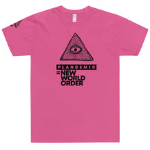 Load image into Gallery viewer, PLANDEMIC = NEW WORLD ORDER // Unisex T-Shirt // All light colors
