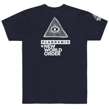 Load image into Gallery viewer, PLANDEMIC = NEW WORLD ORDER // Unisex T-Shirt // All dark colors
