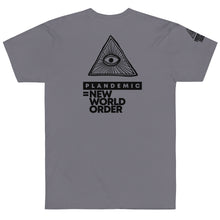 Load image into Gallery viewer, PLANDEMIC = NEW WORLD ORDER // Unisex T-Shirt // All light colors
