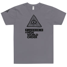 Load image into Gallery viewer, PLANDEMIC = NEW WORLD ORDER // Unisex T-Shirt // All light colors
