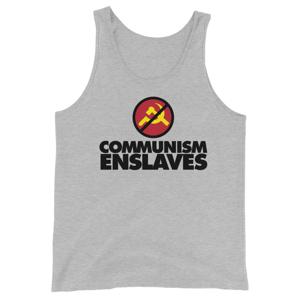 COMMUNISM ENSLAVES -- Unisex Tank Top (gray or white)