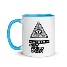 Load image into Gallery viewer, PLANDEMIC = NEW WORLD ORDER // Mug with Color Inside
