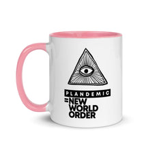 Load image into Gallery viewer, PLANDEMIC = NEW WORLD ORDER // Mug with Color Inside
