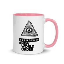 Load image into Gallery viewer, PLANDEMIC = NEW WORLD ORDER // Mug with Color Inside
