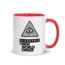 Load image into Gallery viewer, PLANDEMIC = NEW WORLD ORDER // Mug with Color Inside
